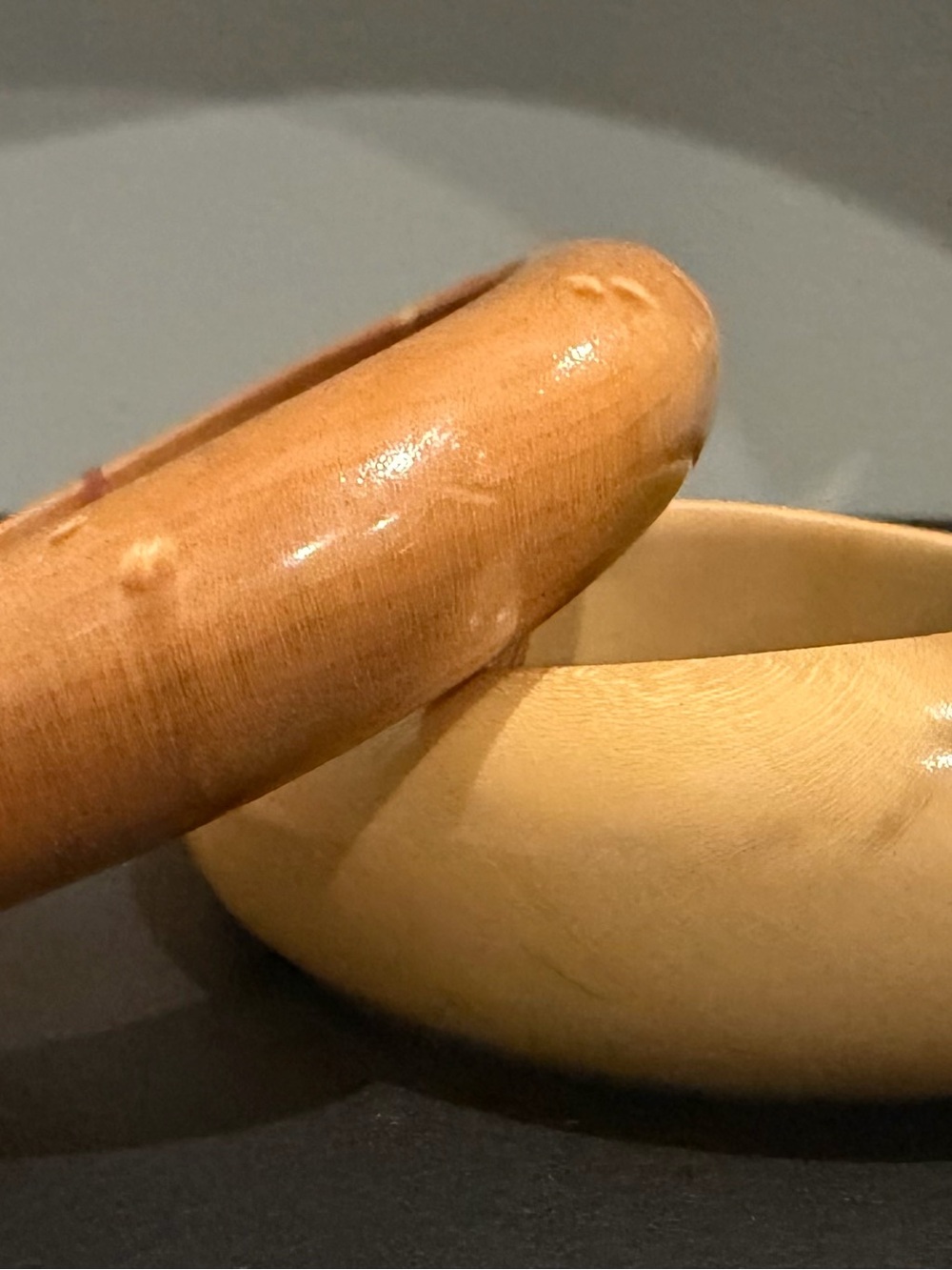 Natural Wood Bangle Bracelets Set of 2